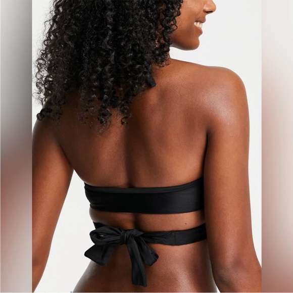 NWT Aerie Black Wrap Around Bikini Top Scoop Encolure Degagee Size L - Picture 3 of 8